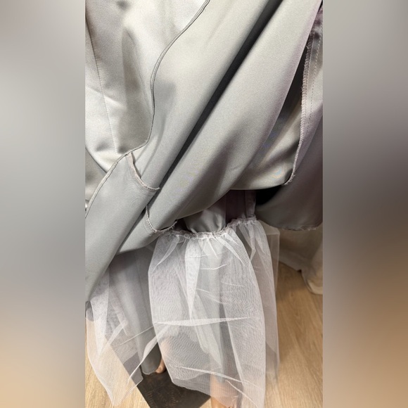 David’s Bridal Silver Halter Formal Gown Size 12 | Elegant A-Line Evening Dress - Picture 5 of 8